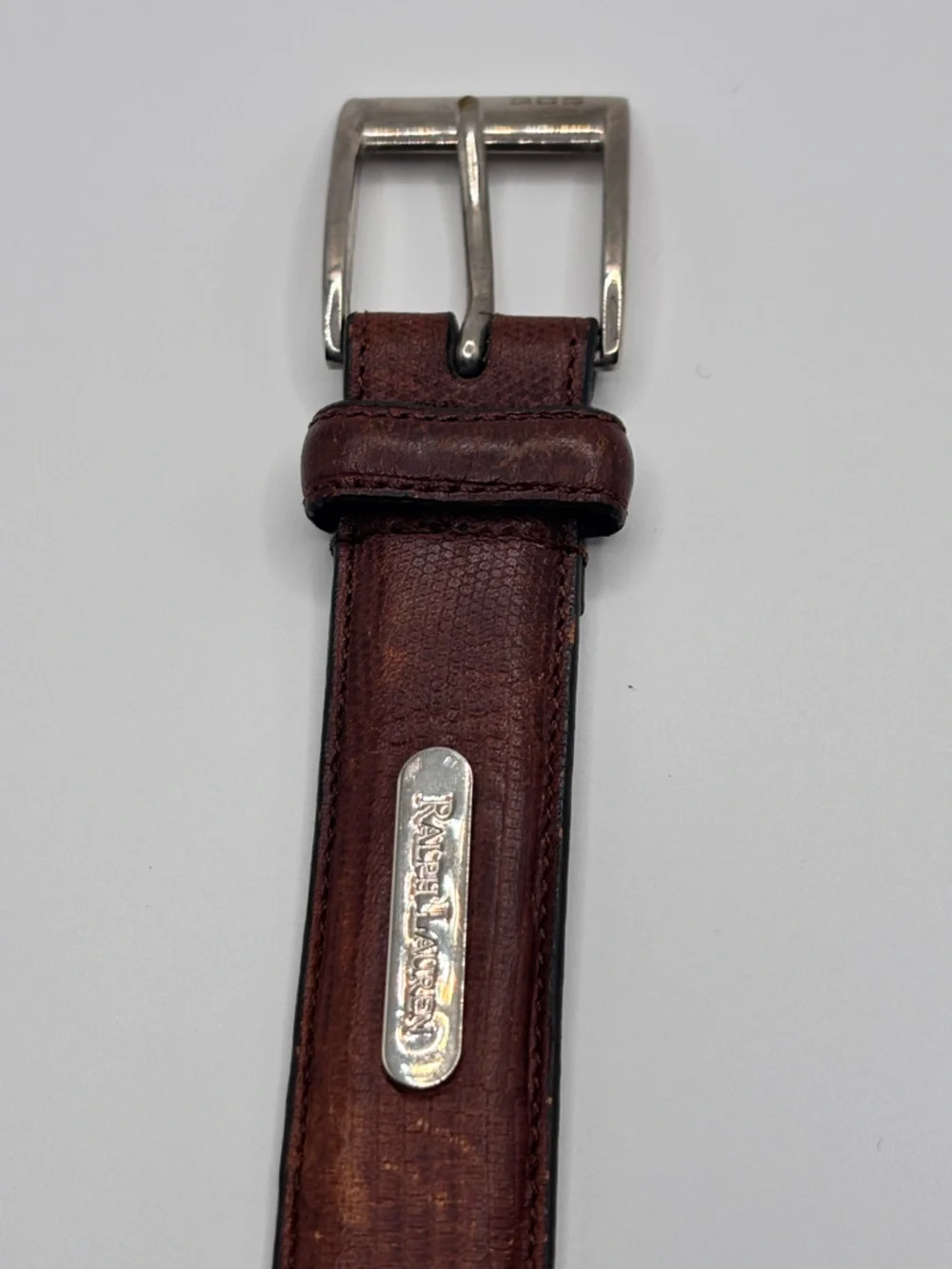 Ralph Lauren Distressed Leather Belt Brown Size 30 Vintage Patina